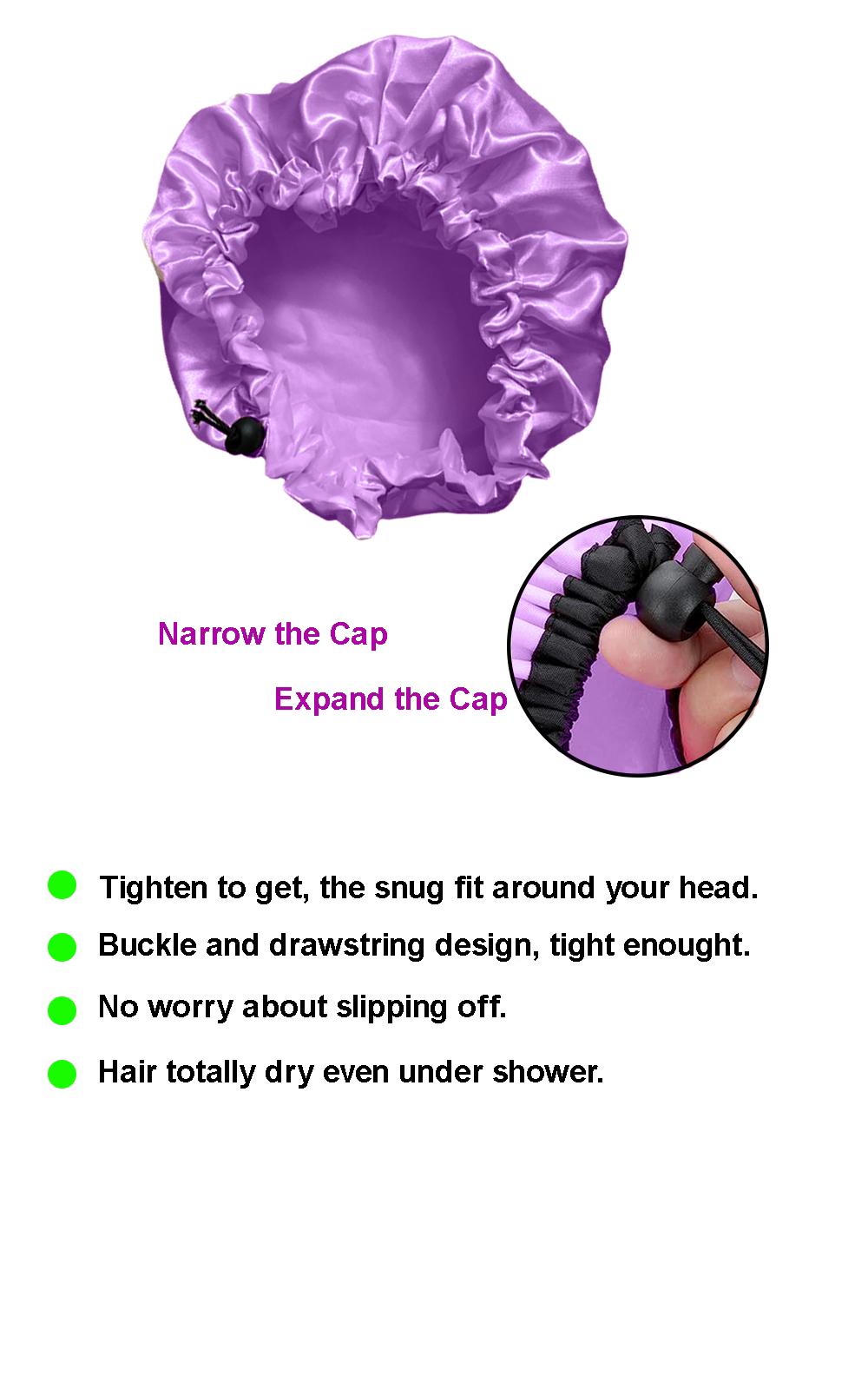 Hair Guard Reusable Shower Cap - Waterproof and Adjustable Shower Caps&nbsp; for Women and Men, Ideal for long and thick hair, Easily adjustable 3 pieces in 1 pack. (COLORS: BLACK, PINK, PURPLE)