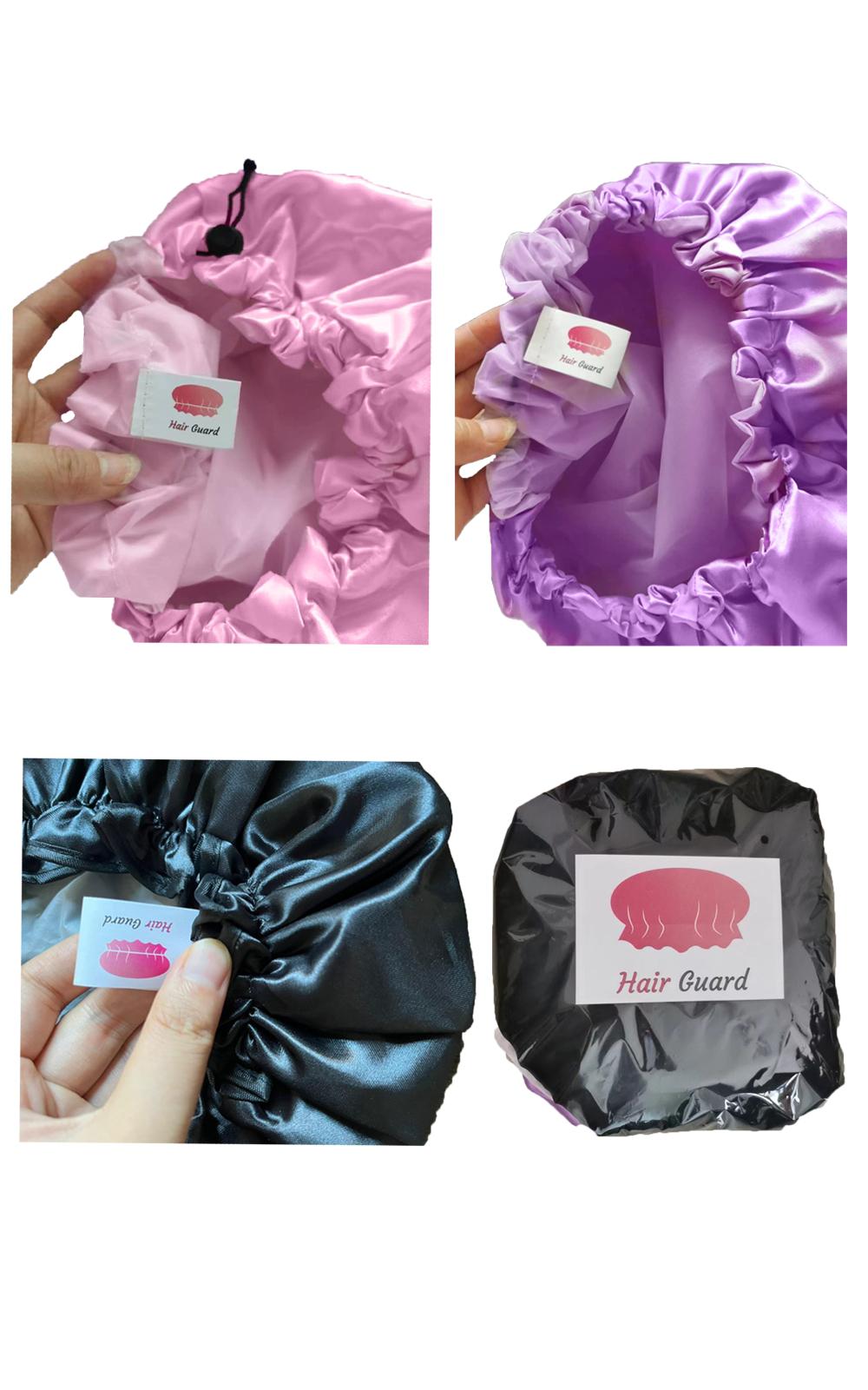 Hair Guard Reusable Shower Cap - Waterproof and Adjustable Shower Caps&nbsp; for Women and Men, Ideal for long and thick hair, Easily adjustable 3 pieces in 1 pack. (COLORS: BLACK, PINK, PURPLE)