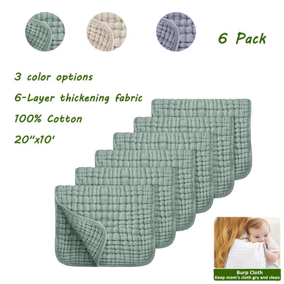 100%_Cotton_Muslin_Burp_Cloths_Baby_Bath_Drool_Towel_Washcloths_20''x10''_Baby_Extra_Soft_Absorbent_Gauze_Kindergarten_Washcloth