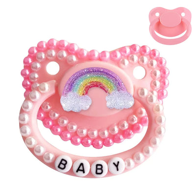 100%_Handmake_Cute_Pink_Rainbow_Pattern_Adult_Baby_Pacifier_Silicone_Adult_size_Pacifier_abdl_Daddy_Girl