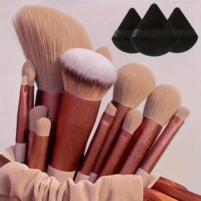 13pcs_Premium_Synthetic_Nylon_Bristle-Makeup_Brush_Set - Soft, Gentle, and_Cruelty-Free_for_Flawless_Foundation, Blush,_Powder,