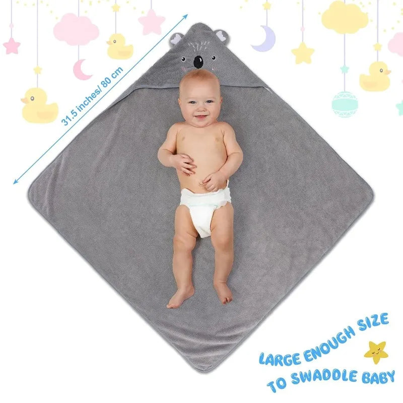 1/2/3PCS_Cute_Ultra_Soft_Baby_Bath_Towel_Unisex_Baby_Animal_Face_Hooded_Towel_Unique_Animal_Coral_Velvet_Absorbent_Wrap_Towels