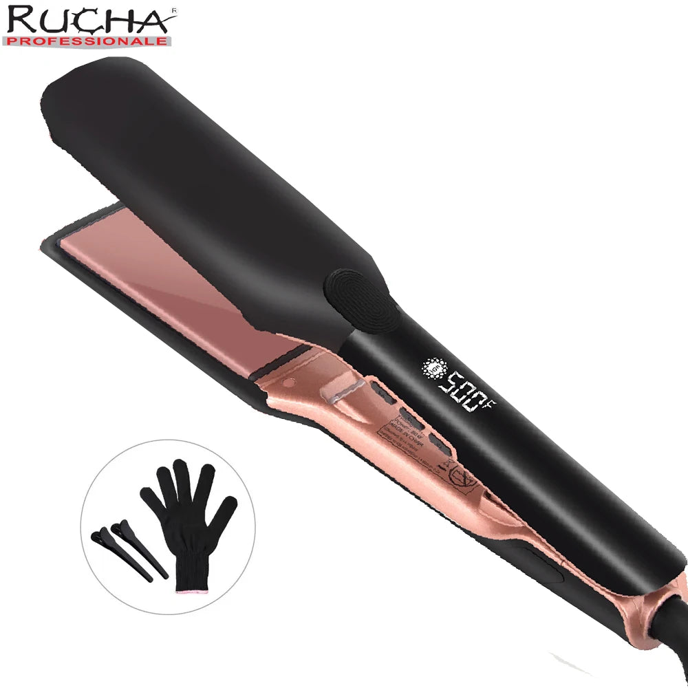 500F_Hair_Straightener_High_Temperature_Flat_Irons_Wide_Plate_Plasma_Ions for_Keratin_Treatment_Frizzy_Hair Recovers_Damaged