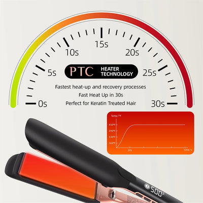 500F_Hair_Straightener_High_Temperature_Flat_Irons_Wide_Plate_Plasma_Ions for_Keratin_Treatment_Frizzy_Hair Recovers_Damaged