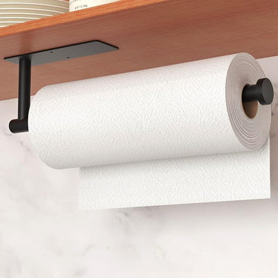 Paper Towel Holder - Drilling, Matte Black Wall Mounted Rack, SUS304 Stainless Steel Kitchen Roll Holder Under Cabinet (2 pack)