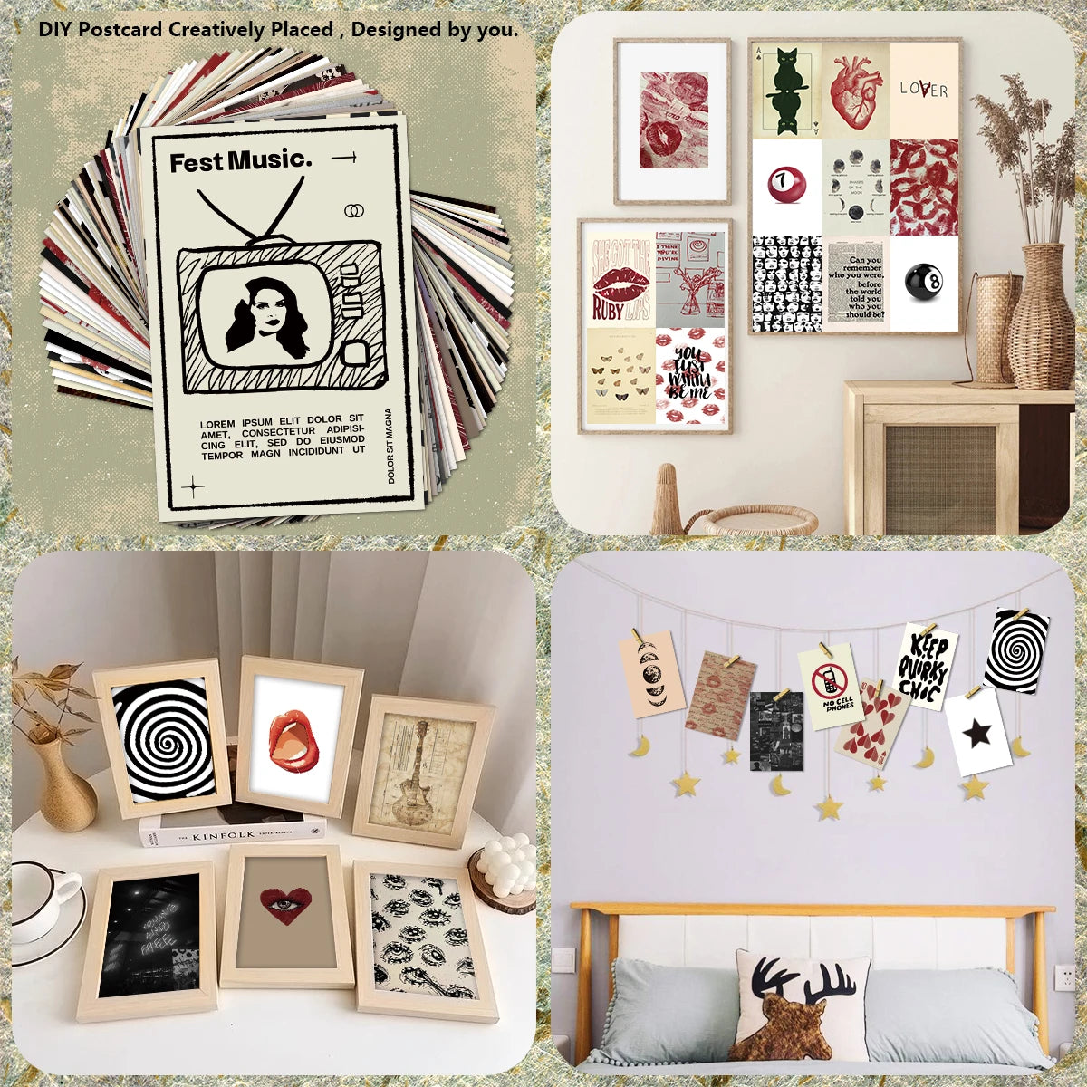 50pc Downtown Style Women Posters,Wall Art Prints Decor For Bedroom,Wall Collage Kit For Room Decoration,Vintage Dorm Home Decor