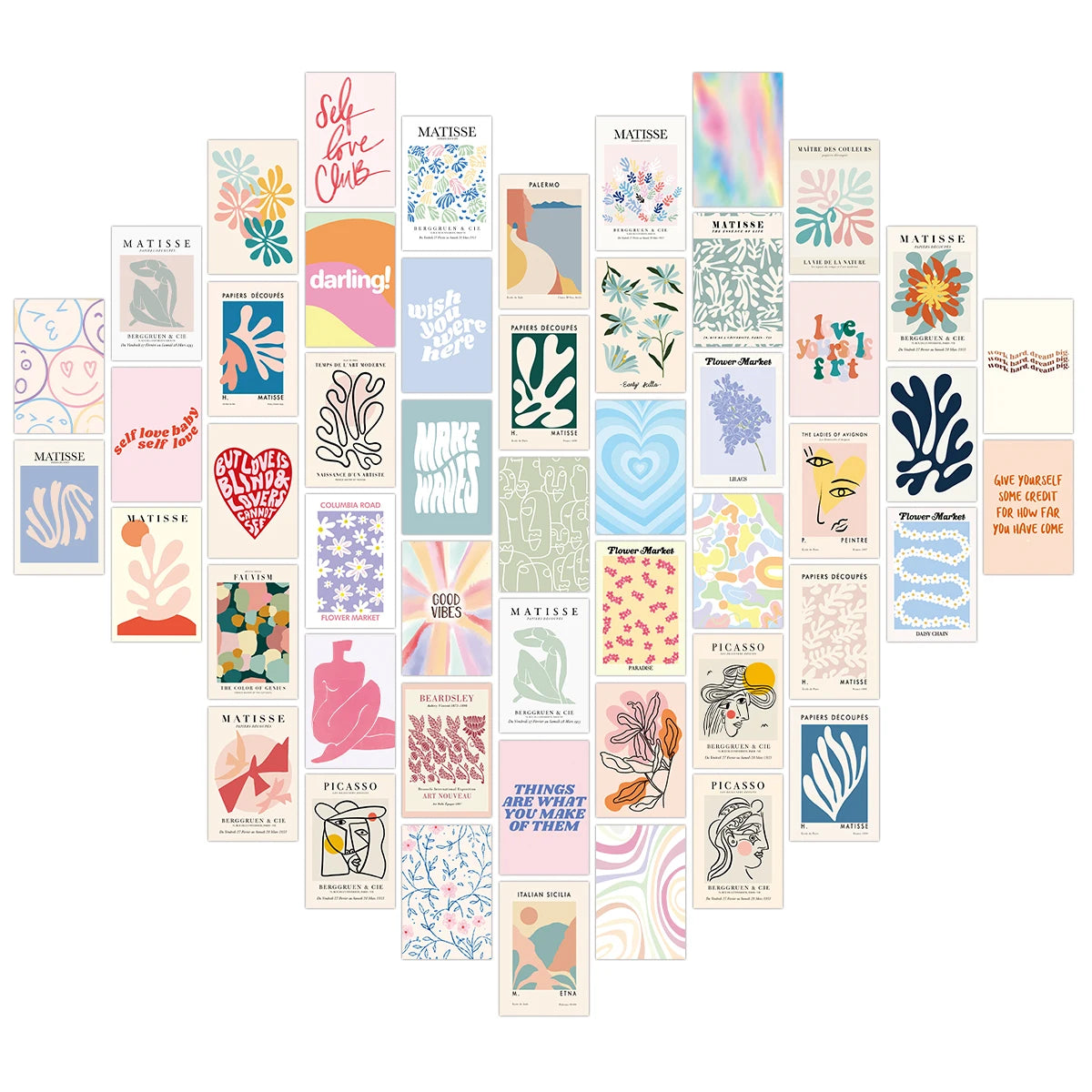 50pc Downtown Style Women Posters,Wall Art Prints Decor For Bedroom,Wall Collage Kit For Room Decoration,Vintage Dorm Home Decor