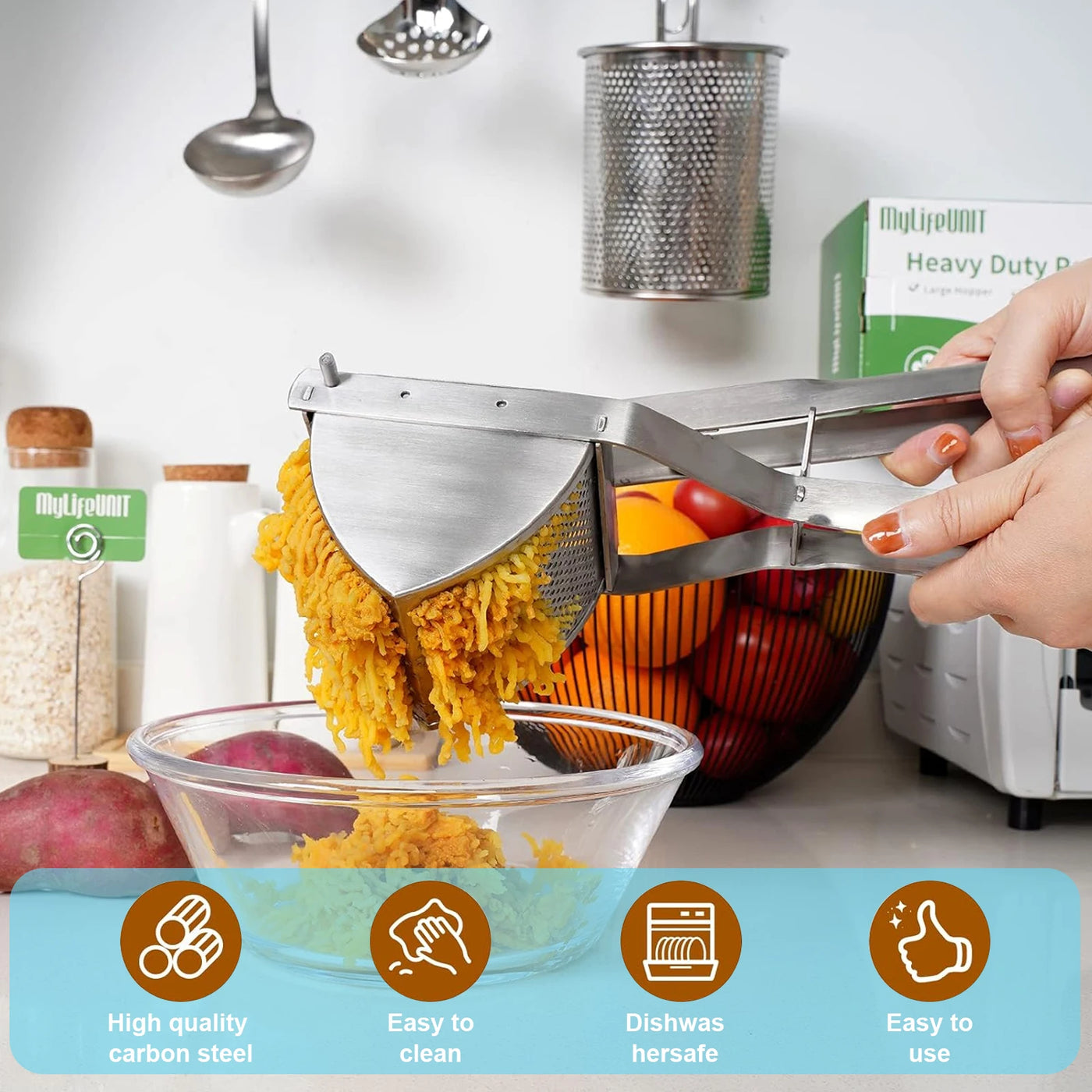 Potato Ricer,Stainless Steel Potato Masher Kitchen Tool,Stainless Steel Potato Masher,Send Goods From Local Warehouse