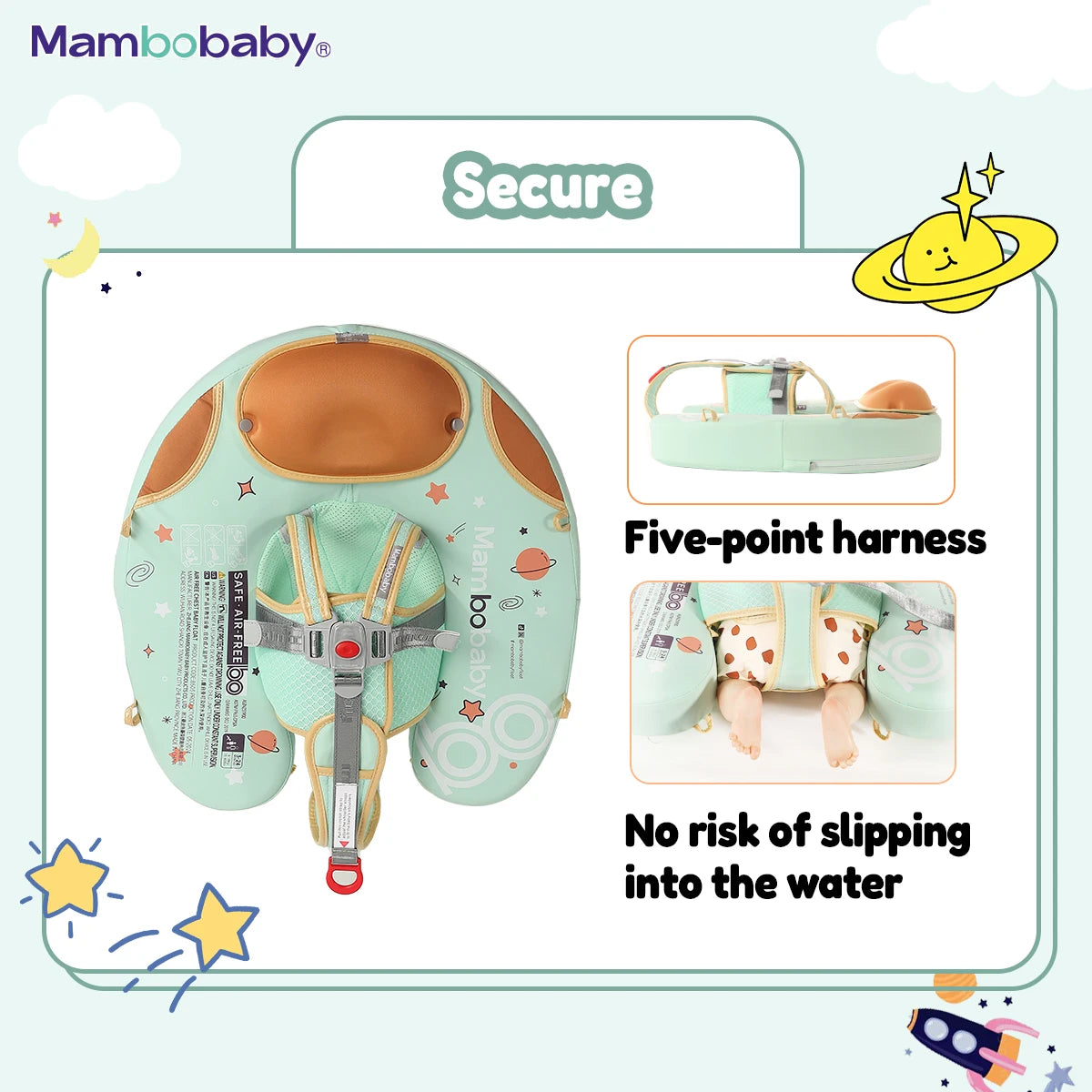 Mambobaby Baby foldable Float Inflatable Free With Sun Canopy Safe Crotch Strap Swimming Ring Pool Swim Tube Bath Toy Kid Circle