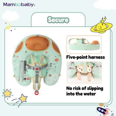 Mambobaby Baby foldable Float Inflatable Free With Sun Canopy Safe Crotch Strap Swimming Ring Pool Swim Tube Bath Toy Kid Circle