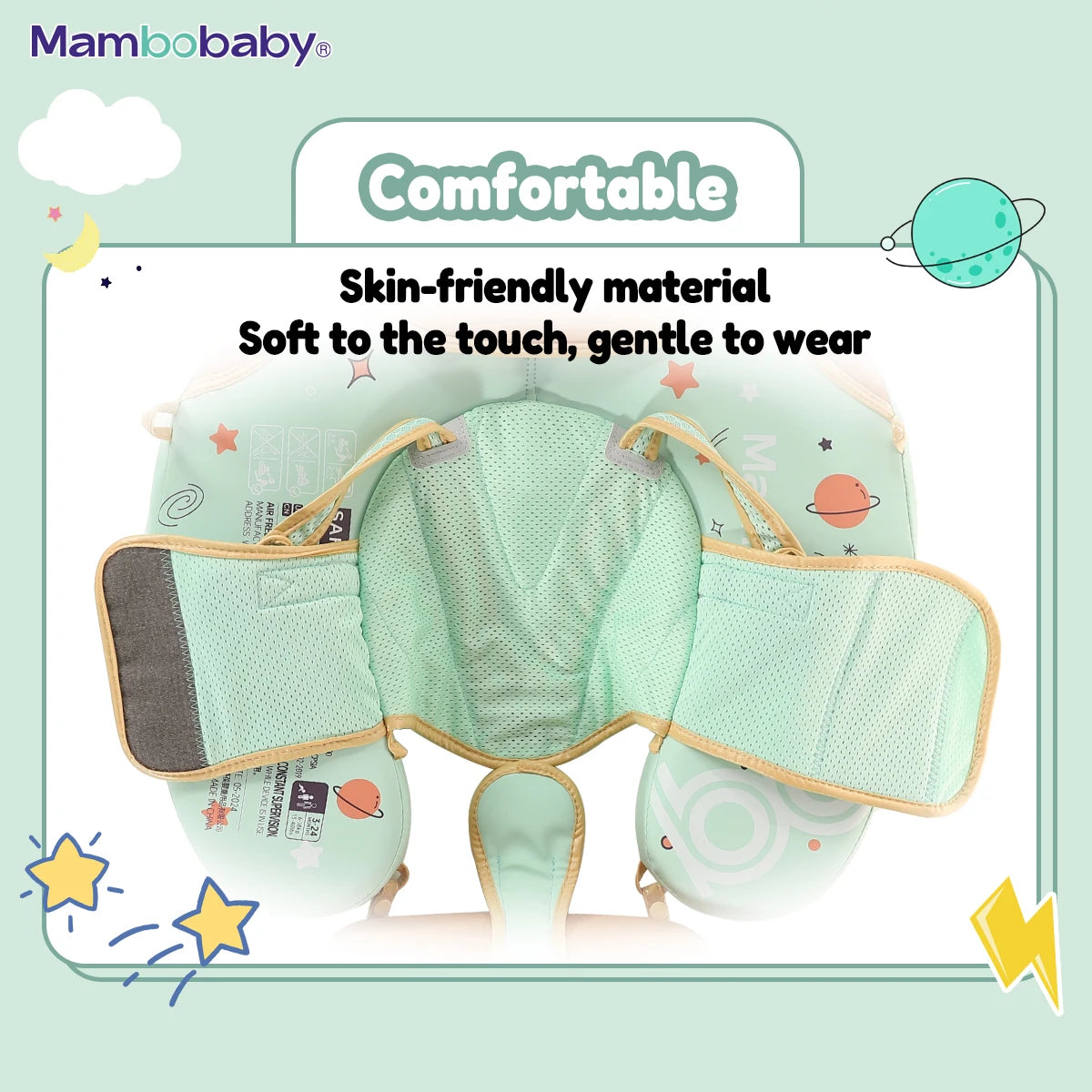 Mambobaby Baby foldable Float Inflatable Free With Sun Canopy Safe Crotch Strap Swimming Ring Pool Swim Tube Bath Toy Kid Circle