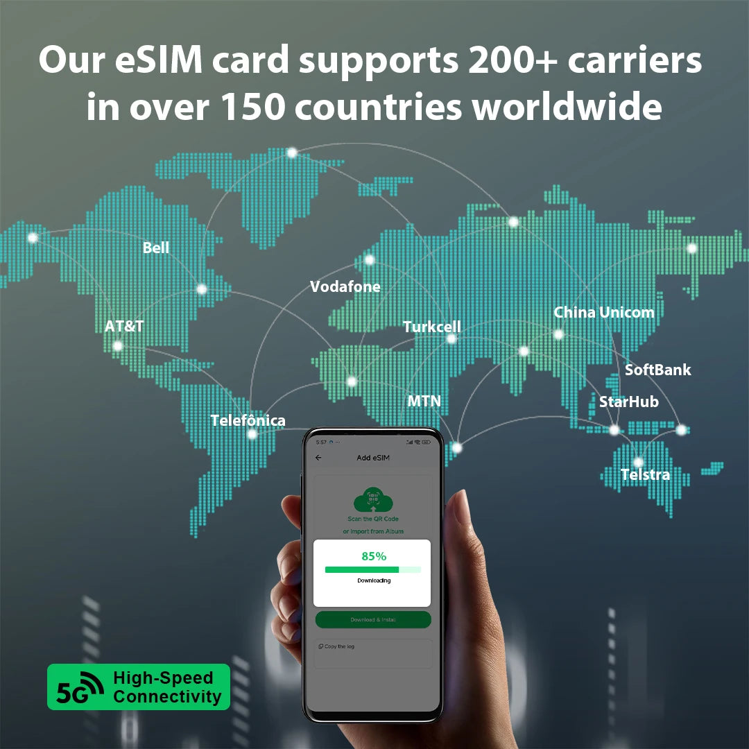 EIOTCLUB eSIM Card for Android & iOS – Unlimited eSIM Downloads, Ideal for Travel and Business, Your Perfect Second Phone Card