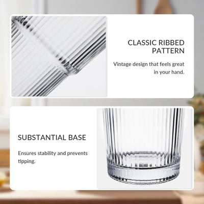 Green & White 600ml Glass Cups with Lids and Straws,Vertical Striped Iced Coffee Cups with Sponge Brush,Reusable Drinkware