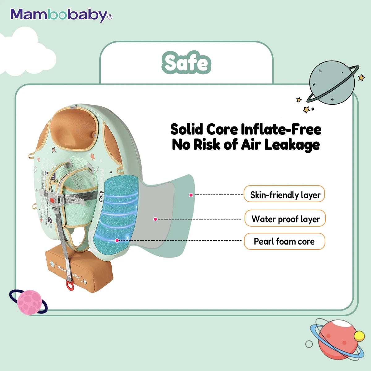 Mambobaby Baby foldable Float Inflatable Free With Sun Canopy Safe Crotch Strap Swimming Ring Pool Swim Tube Bath Toy Kid Circle