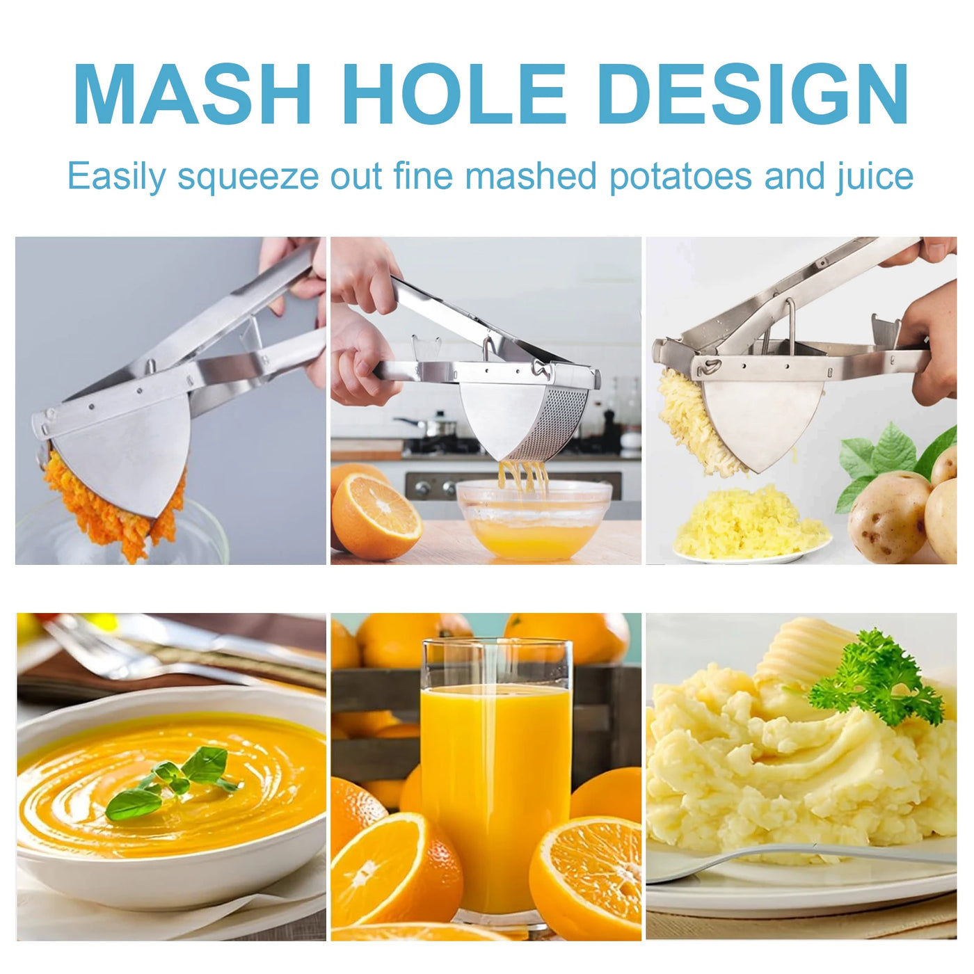 Potato Ricer,Stainless Steel Potato Masher Kitchen Tool,Stainless Steel Potato Masher,Send Goods From Local Warehouse