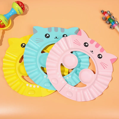 Baby Kid Shampoo Shield Head Cover Shower Cap Hair Wash Ear Protection Infant Child Cartoon Bath Safe Cap Visor Bathing Protect