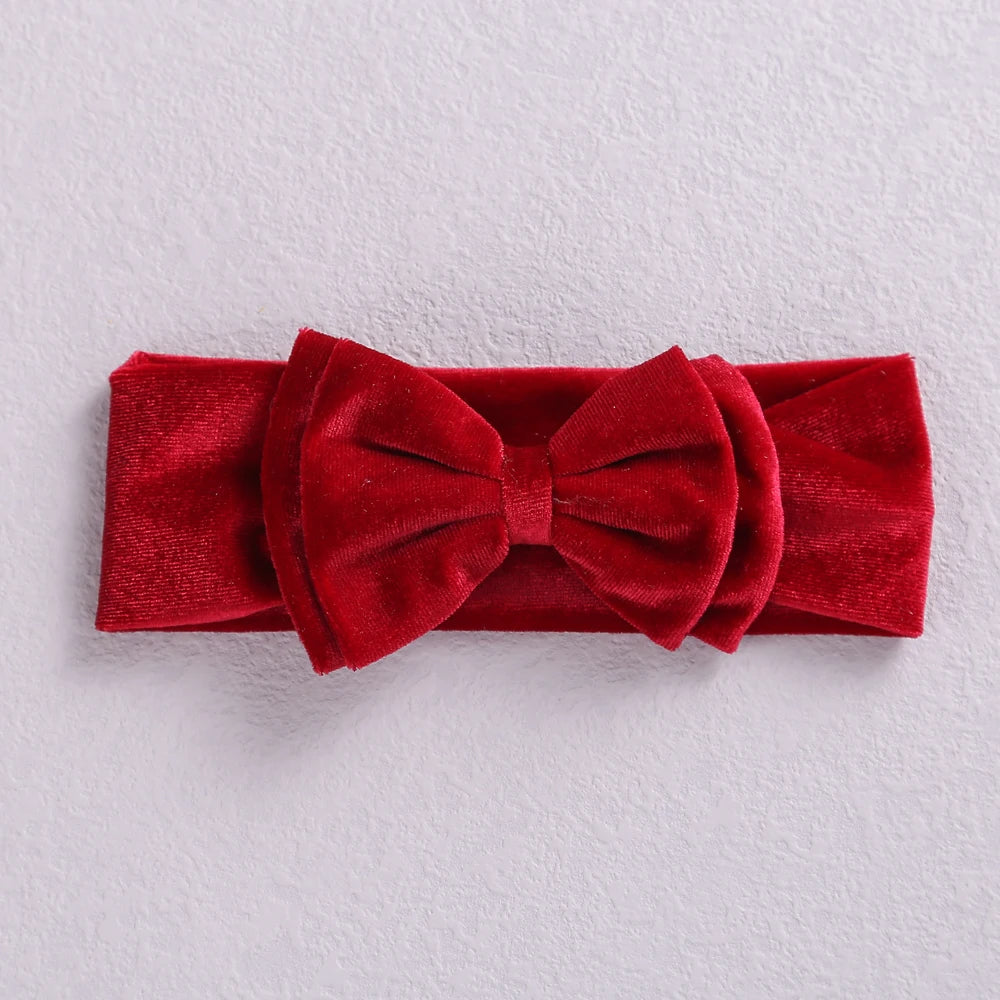 New Velvet Baby Headband Turban Big Bow Baby Girl Headband For Newborn Bow Hair Band Children Kid Solid Colors Hair Accessories