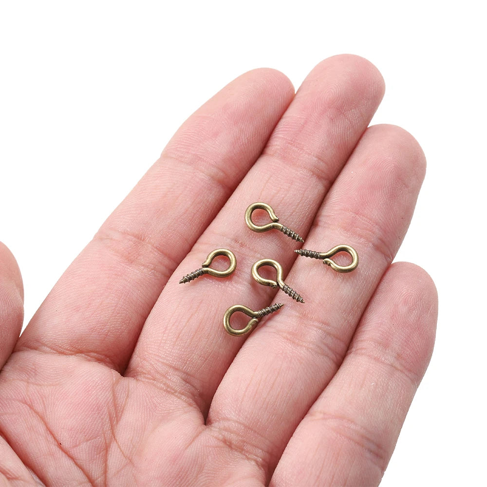 200pcs Small Tiny Eye Pins Eyepins Hooks Eyelets Screw Threaded Clasps Hooks For DIY Jewelry Making Finding Accessories Supplies