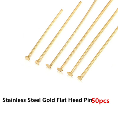 50-100pcs Stainless Steel Heads Eye Flat Head Pin Gold Silver Plated Ball Head Pins For Jewelry Findings Making Accessories