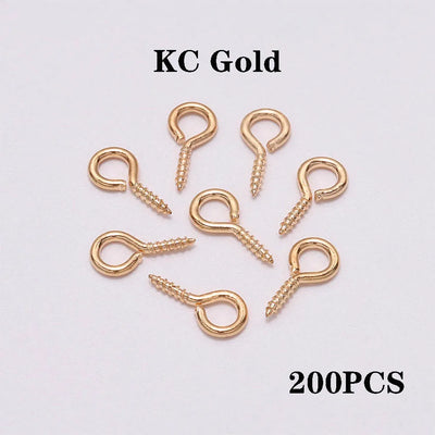 200pcs Small Tiny Eye Pins Eyepins Hooks Eyelets Screw Threaded Clasps Hooks For DIY Jewelry Making Finding Accessories Supplies