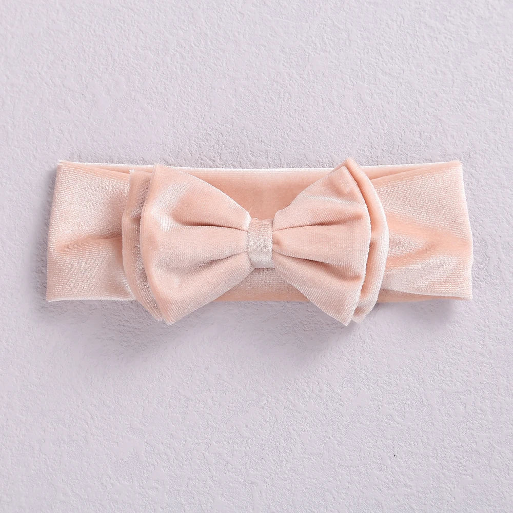 New Velvet Baby Headband Turban Big Bow Baby Girl Headband For Newborn Bow Hair Band Children Kid Solid Colors Hair Accessories