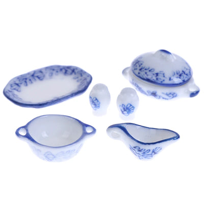 15Pcs/set Dollhouse Mini Ceramics Tableware Bowl Food Dishes Plates Kitchen Toy Home Decor