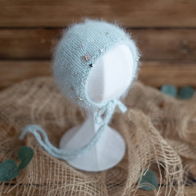 Newborn Photography Props Angola Bonnet Hand Knit Baby Hat Photo Shoot Infant fuzzy Bonnet