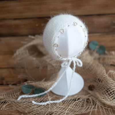Newborn Photography Props Angola Bonnet Hand Knit Baby Hat Photo Shoot Infant fuzzy Bonnet