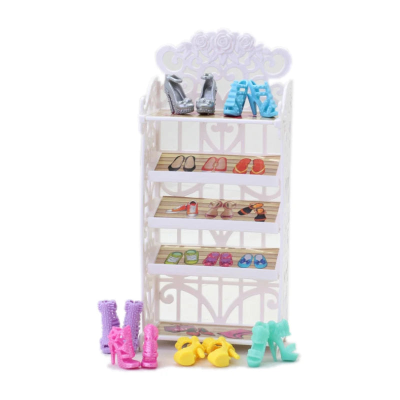 Barbies Mix Style Doll Furniture Wardrobe Bed Chair Sofa Shoe Rack Slide For Barbies Doll Accessories Kelly 1:12 Doll Girl`s Toy