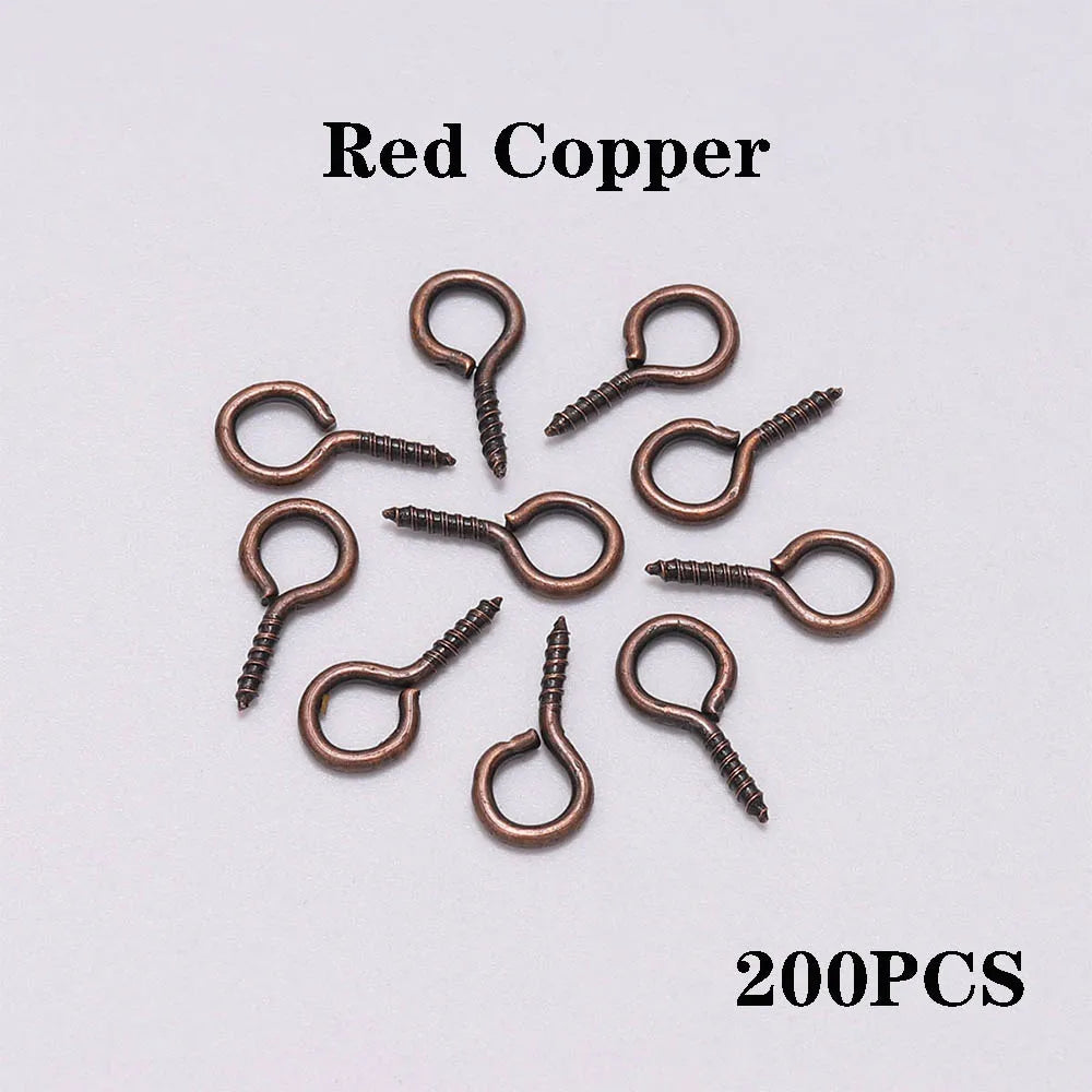 200pcs Small Tiny Eye Pins Eyepins Hooks Eyelets Screw Threaded Clasps Hooks For DIY Jewelry Making Finding Accessories Supplies