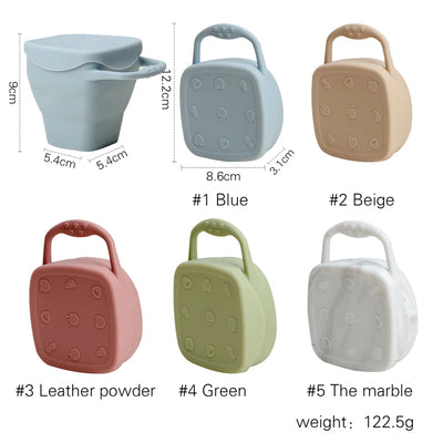 Baby Silicone Snack Cups for Toddlers Spill Proof Collapsible Toddle Portable Silicone Snack with Lids Baby food Storage Tank
