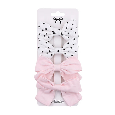 4PCS/SET LEOPARD DOT PRINT BOWKNOT HAIR BOW CLIPS BABY GIRLS LACE COTTON LINEN BARRETTES SAFETY HAIRPINS HEADWEAR ACCESSORIES