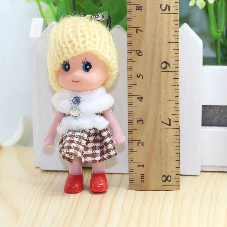 5 Pcs Kids Mini Doll Toys for Girls 8 Cm Cute Soft Plush Skirt Dolls Mobile Phone Pendant Bag Decoration Random Color