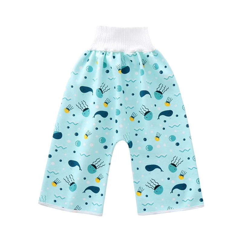 2-IN-1 BABY TRAINING PANTS KIDS DIAPER WATERPROOF REUSABLE COTTON PANT SKIRTS LEAKAGE MAT COVER SLEEPING BED CLOTHES 0-12Y
