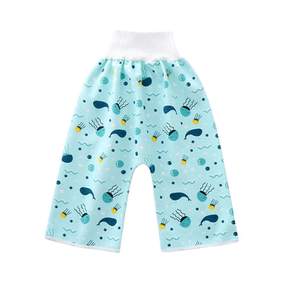 2-IN-1 BABY TRAINING PANTS KIDS DIAPER WATERPROOF REUSABLE COTTON PANT SKIRTS LEAKAGE MAT COVER SLEEPING BED CLOTHES 0-12Y
