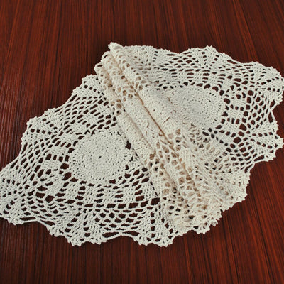 Vintage Crocheted Lace Table Runner Cotton Floral Tablecloth Decorative Tablecloth Dining Table Cover Wedding Hotel Home Decor