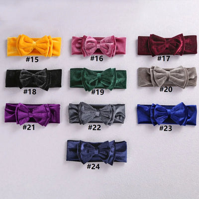 New Velvet Baby Headband Turban Big Bow Baby Girl Headband For Newborn Bow Hair Band Children Kid Solid Colors Hair Accessories