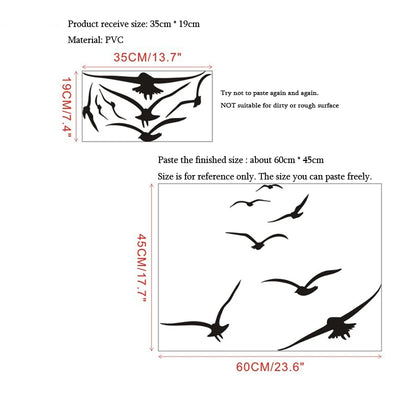 HonC A Flock Of Seabirds Wall Stickers Living Room Bedroom Home Background DIY Decoration Mural Art Decals Carved Wallpaper