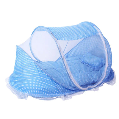 BABY MOSQUITO NETTING FOLDING CRIB BEDDING WITH MATTRESS & PILLOW, TRAVEL BED SUPPLIES FOR BABY (0-3 YEARS OLD)