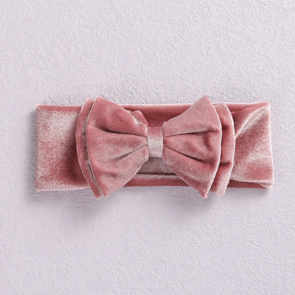 New Velvet Baby Headband Turban Big Bow Baby Girl Headband For Newborn Bow Hair Band Children Kid Solid Colors Hair Accessories