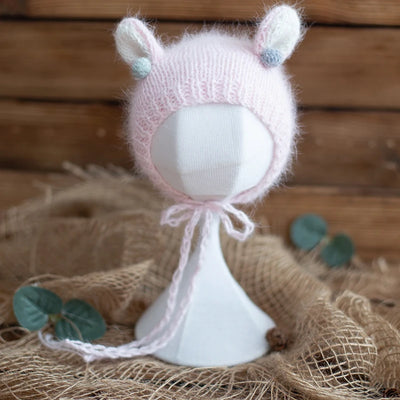 Newborn Photography Props Angola Bonnet Hand Knit Baby Hat Photo Shoot Infant fuzzy Bonnet