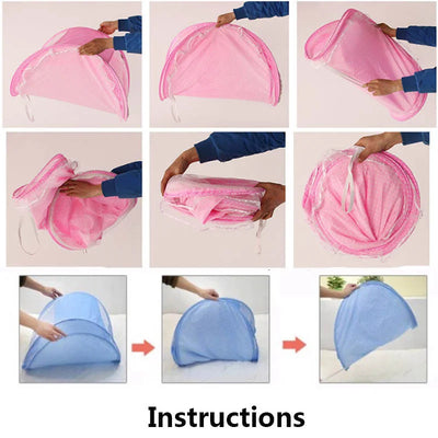 BABY MOSQUITO NETTING FOLDING CRIB BEDDING WITH MATTRESS & PILLOW, TRAVEL BED SUPPLIES FOR BABY (0-3 YEARS OLD)
