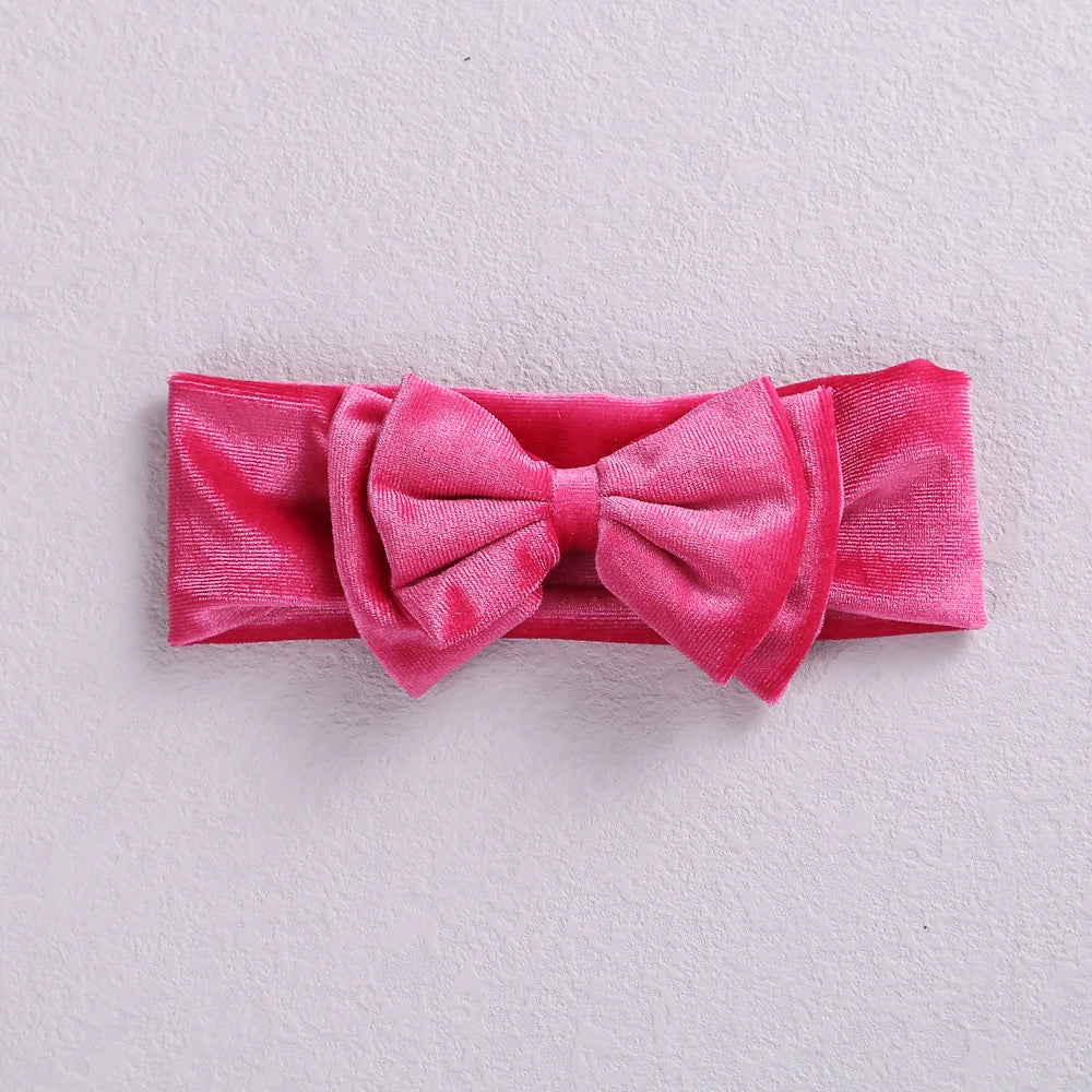 New Velvet Baby Headband Turban Big Bow Baby Girl Headband For Newborn Bow Hair Band Children Kid Solid Colors Hair Accessories