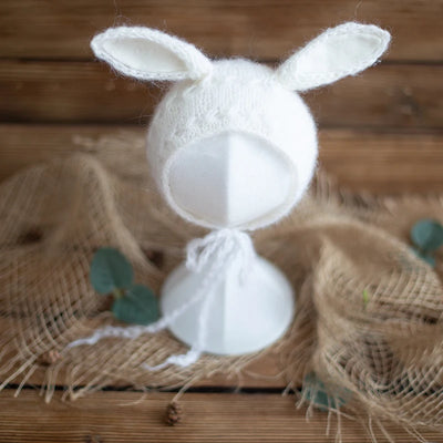 Newborn Photography Props Angola Bonnet Hand Knit Baby Hat Photo Shoot Infant fuzzy Bonnet