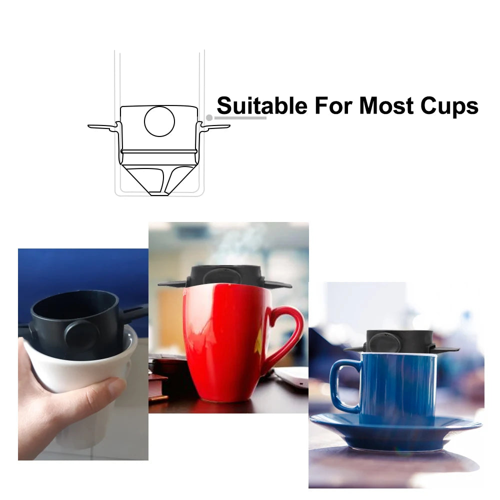 Stainless Steel Drip Coffee Tea Holder Paperless Pour Over Coffee Dripper Funnel Baskets Reusable Coffee Filter Portable