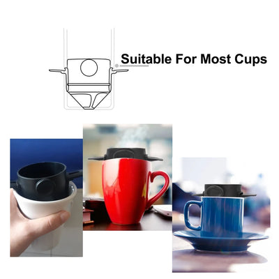 Stainless Steel Drip Coffee Tea Holder Paperless Pour Over Coffee Dripper Funnel Baskets Reusable Coffee Filter Portable