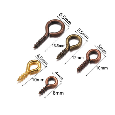 200pcs Small Tiny Eye Pins Eyepins Hooks Eyelets Screw Threaded Clasps Hooks For DIY Jewelry Making Finding Accessories Supplies