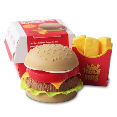 Kids Simulation Food Kitchen Toy Pretend Play Cooking Toys Cookware Pot Hamburger Hot dog Fries Pizza Interactive Toys For Girls