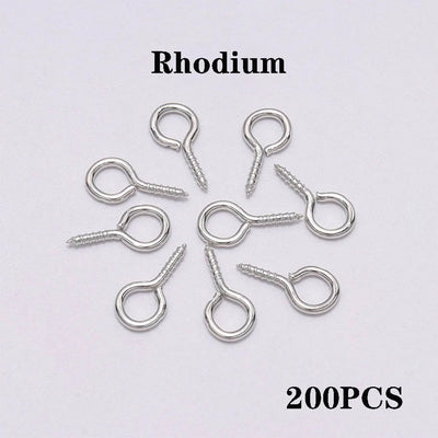 200pcs Small Tiny Eye Pins Eyepins Hooks Eyelets Screw Threaded Clasps Hooks For DIY Jewelry Making Finding Accessories Supplies