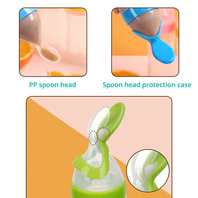 Silicone BabyFeeding Spoon Silicone Food Supplement Children's Rice Paste Bottle Babies accessories newborn Toddler Baby Goods